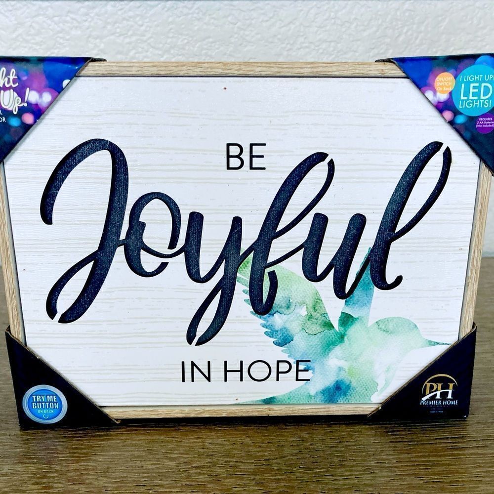 Lighted “Joyful” LED Lighted Hummingbird Decor Sign